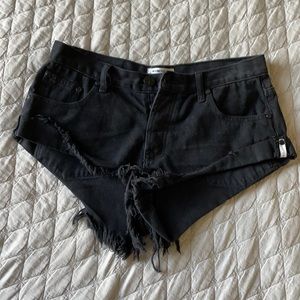 One X One Teaspoon Black Denim Shorts
